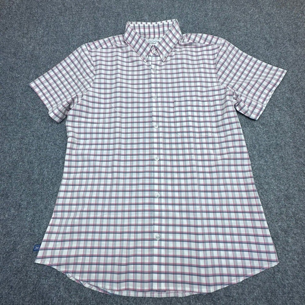 Mizzen+Main Leeward Short Sleeve Shirt Men XL Trim Fit Plaid Made USA